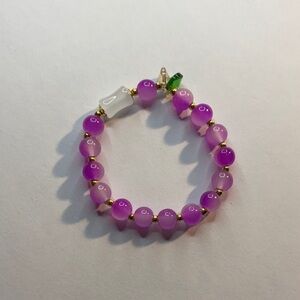 Purple Beaded Bracelet with Gold Accents